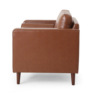 English Elm Club Chair Button Tufted Waffle Stitch Upholstery Birch Legs Mid Century Accent N776P389472C