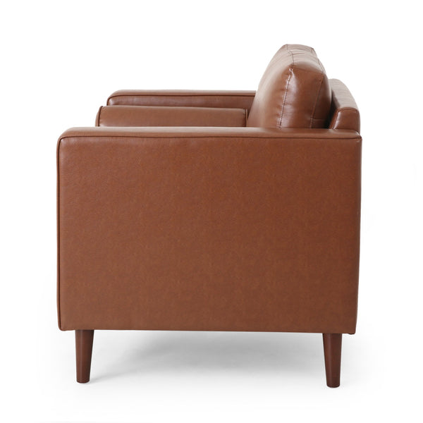 English Elm Club Chair Button Tufted Waffle Stitch Upholstery Birch Legs Mid Century Accent N776P389472C
