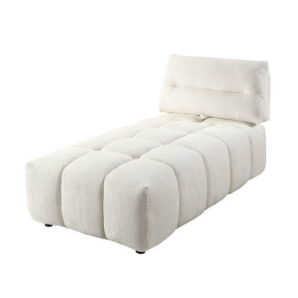 English Elm Loanna Beige Linen Modular Sectional with Chaise, Ottoman & Adjustable 13" Seat-Back for Flexibility B2726S00386