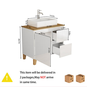 English Elm 31.5-inch Bathroom Vanity Solid Wood Top Ceramic Basin Soft Close Glossy White W3151S00070
