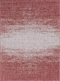 Unique Loom Outdoor Modern Ombre Machine Made Abstract Rug Rust Red, Gray 7' 1" x 10' 0"