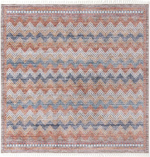Unique Loom Aramis Stella Machine Made Tribal Rug Multi, Blue/Ivory/Light Brown/Rust Red/Beige 12' 0" x 12' 2"