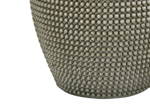 English Elm Lighting, Textured Resin Globe Table Lamp with Ivory Drum Shade, 19" Height, 3-Way Dimmer Elegance Grey 15 L x 15 W x 16 H B2710P220112