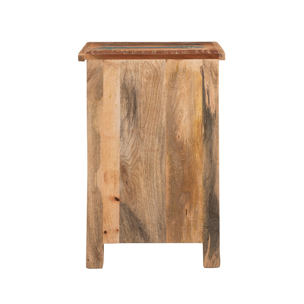 English Elm Christopher Knight Home® - CARVED Recycled Wood Side Table in Natural Finish with Distressed Paint, Drawer & Cabinet Storage 66416.00