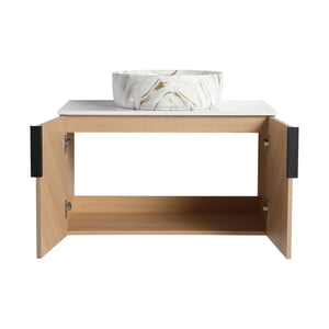 English Elm 30" Stylish Wall-Mounted Bathroom Vanity With Ceramic Sink, Soft-Close Doors & Modern Design W999S00445