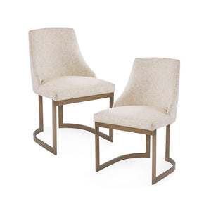 JLA Home Madison Park - Dining Madison Park Bryce Upholstered Cream Dining Chairs Set of 2 with Antique Gold Legs, Tufted Elegance MP108-0788