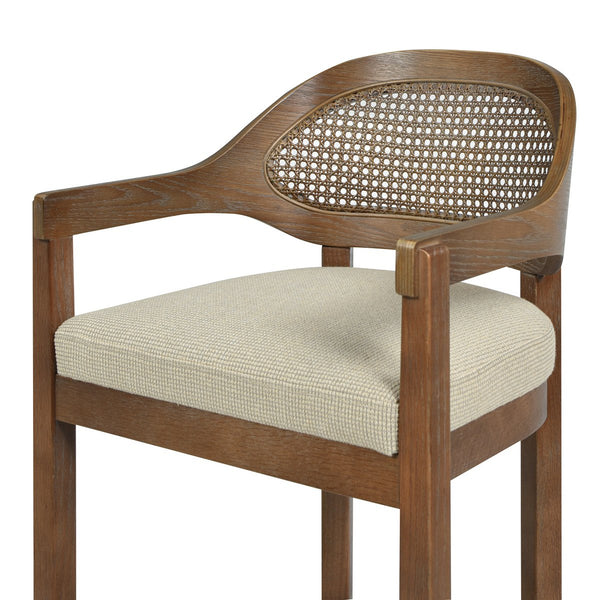 English Elm Jennifer Taylor Home - Americana Mid-Century Modern 30.5" Cane Back Bar Stool with Solid Oak Frame, Handmade Craftsmanship Beige B2719P296894