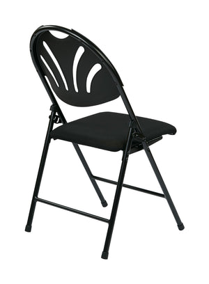 OSP Home Furnishings Folding Chair with Ventilated Fan Back Padded Mesh Seat for Events and Offices Black FC8100NP-3