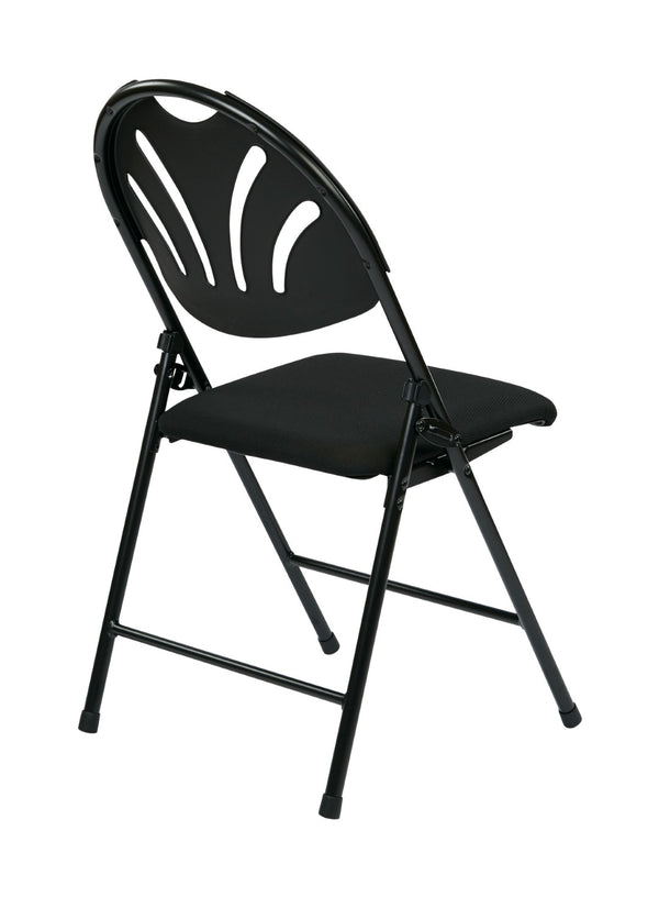 OSP Home Furnishings Folding Chair with Ventilated Fan Back Padded Mesh Seat for Events and Offices Black FC8100NP-3