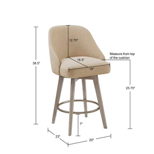 JLA Home Madison Park - Pearce Swivel Counter Stool — 360° Upholstered Seat, Solid Wood Legs, Metal Footrest, Timeless Style MP104-0988