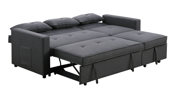 English Elm Zaira Linen Convertible Sleeper Sofa with Side Pocket for Small Spaces and Guests Dark Gray B2749S00190