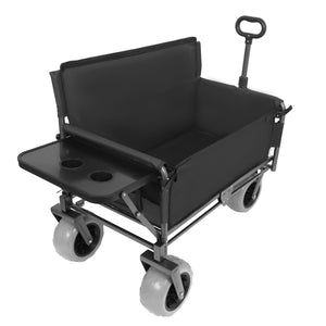English Elm 3-in-1 Collapsible Wagon with Folding Tabletop Cup Holders All Terrain Beach Camping Black W2932P421326