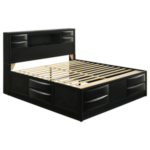 English Elm Jazz Black California King Storage Bed - Modern Elegance With Underbed & Headboard Organization Solutions B062S00938