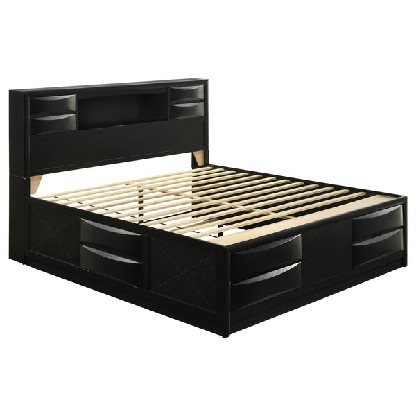 English Elm Jazz Black California King Storage Bed - Modern Elegance With Underbed & Headboard Organization Solutions B062S00938