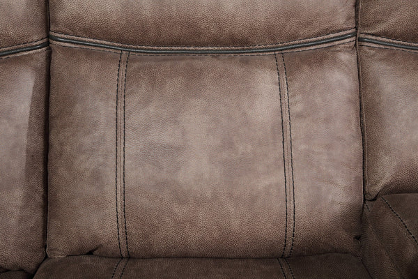 English Elm Dollum Two Tone Nubuck Manual Recliner Sectional Sofa with USB Port, Cupholder Console, Tufted Comfort Chocolate 69 L x 30 W x 26 H B2726S00125