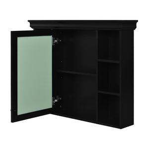 English Elm 35'' 35' 35'' x 28'' Wall Mounted Medicine Cabinet with Mirror Door, Modern MDF Storage with Towel Rod Black N710P196545B