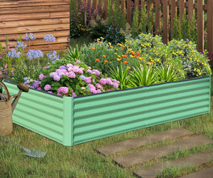English Elm 6x3x1.5ft Galvanized Raised Garden Bed — Heavy-Duty Steel Planter with Open Base, Reinforced Rods, Safe Edge for Vegetables Flowers and Easy Assembly Green W1859P197897