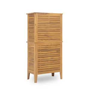 English Elm Christopher Knight Home® - Kedzie Teak Acacia Wood Cabinet with Slatted Coastal Farmhouse Design, Weather‑Resistant Storage (44.5") N775P251936T