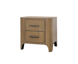 English Elm 2 Drawer Nightstand with Eucalyptus Veneer, Soft-Close Drawers, Felt-Lined Top Drawer & USB Port Tan 31 L x 22.5 W x 30.25 H B2699P395333