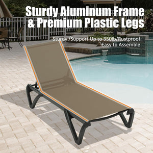 English Elm Pool Aluminum Chaise Lounger Set of 2 with Side Table, Weatherproof Textilene, Adjustable Recline, Wheels khaki W1859P396061