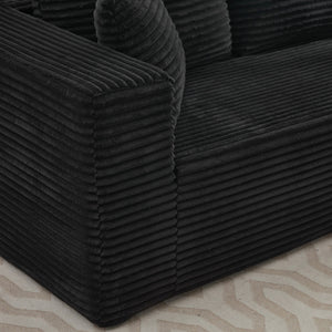 English Elm 106" Cloud Sectional Couch - L-Shaped Modular Sofa With Right-Facing Chaise In Black Plush Corduroy W1143S00028