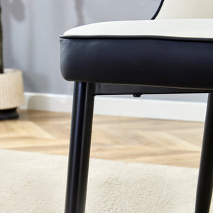 English Elm Modern Two-Tone Pu Dining Chairs Set - Elegant White & Black Upholstery With Gold Accents W1151P217983