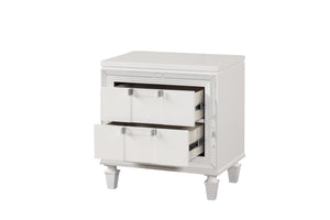 English Elm Genoa Art Deco Nightstand with Embossed Drawer Fronts Mirror Trim and Chrome Acrylic Pulls B078P497939