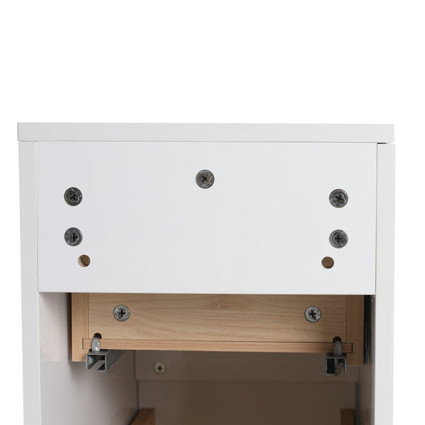 English Elm 12" Bathroom Side Cabinet - Elegant Wall-Mounted Design With 2 Soft-Close Drawers & Glossy Finish W999P312083