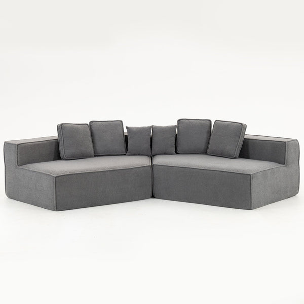 English Elm 132"oversized Teddy Velvet Modular Sectional Plush Foam Couch for Large Living Rooms W3326S00038