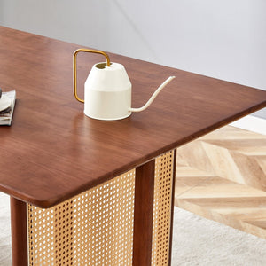 English Elm Table And Chair Set - Elegant Walnut Solid Wood Dining Table With 4 Comfort Tech-Fabric Chairs W1151S04065-GIGA