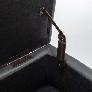 English Elm Storage Bench Dark Grey PU Leather Ottoman with 7.8" Hidden Compartment, Solid Wood Legs, 300lb Capacity W2200P152168