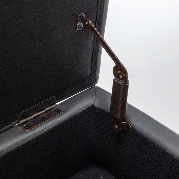 English Elm Storage Bench Dark Grey PU Leather Ottoman with 7.8" Hidden Compartment, Solid Wood Legs, 300lb Capacity W2200P152168