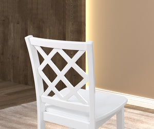 English Elm White Transitional 5pc Dining Set with Rectangular Table & 4 Diamond-Pattern Back Chairs, 48"W x36"D B2741P381486