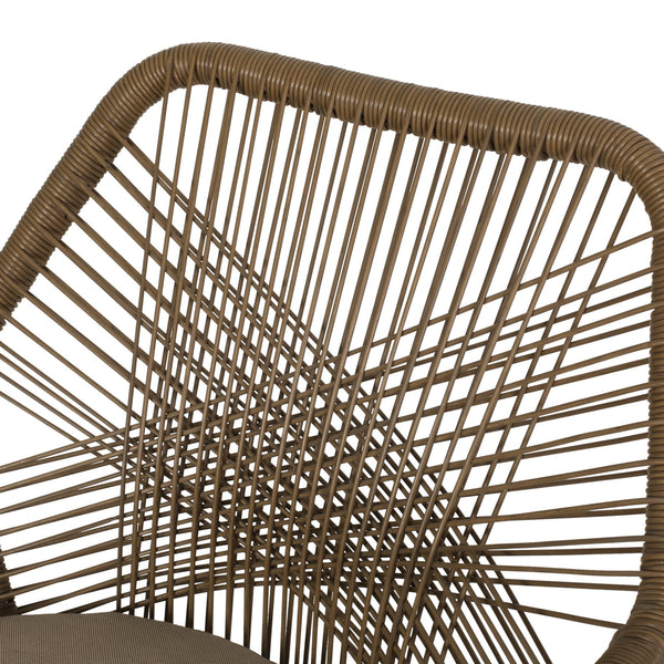 English Elm Outdoor Wicker Patio Chairs Set of 2 with Iron Frame for Deck or Garden Lounging N769P334783A