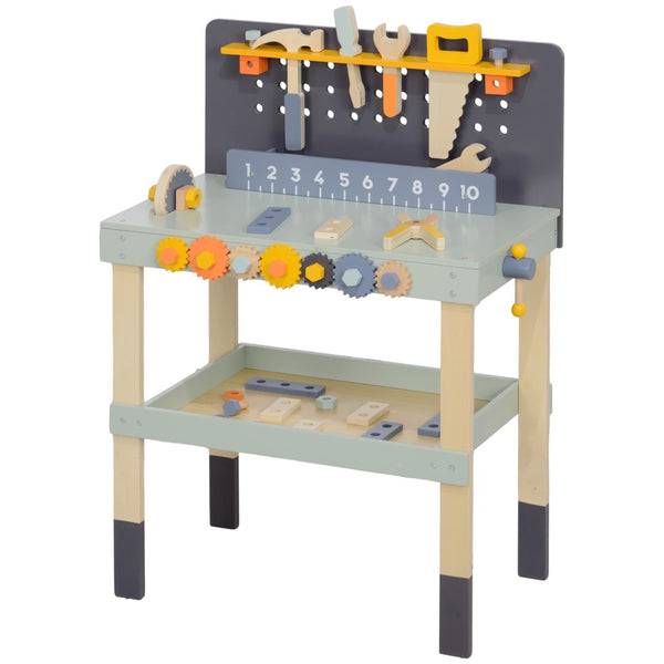 English Elm Qaba Kids Wooden Tool Bench - 49-Piece Playset For Toddler Imaginative Construction Fun Ages 3-6 W2225P249787-GIGA