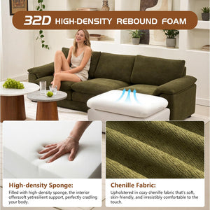 English Elm Modular Cloud Sectional with Ottoman Chenille Deep Seat Lounge Sofa for Living Room W3728S00015