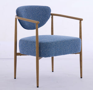 English Elm Blue Woven Fabric Dining Chair with 10cm Foam Cushion, Breathable Wear-Resistant Seat, Iron Frame W3149P375467