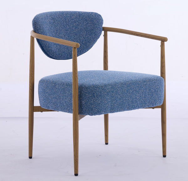 English Elm Blue Woven Fabric Dining Chair with 10cm Foam Cushion, Breathable Wear-Resistant Seat, Iron Frame W3149P375467