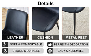 English Elm Black Faux Leather Dining Chairs Set of 4 with Curved Seats and Slim Metal Legs W1151P408848