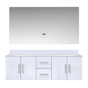 English Elm Glossy Double Bath Vanity 60 in with Cultured Marble Top, Soft-Close Drawers, LED Mirror, Durable Finish B2731S00775