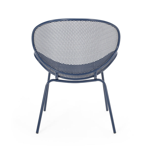 English Elm Christopher Knight Home® - ELBA Modern Iron Dining Chair with Slim Profile and Comfortable Seat — Durable, Stylish Accent Seating Navy 65203.00NBLU