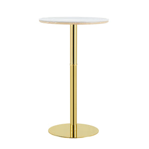 English Elm Rock Slab Round Bar Table with Gold Stainless Steel Base for Modern Home Entertaining W2920P443467
