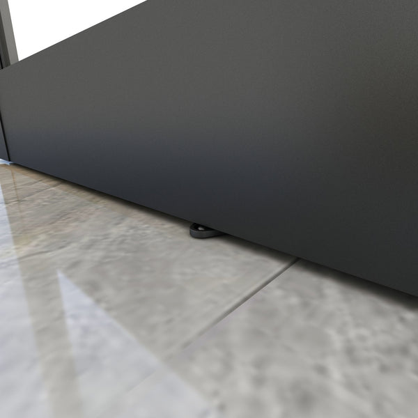 English Elm 30 in Matte Black Steel Sliding Barn Door Frosted Glass Privacy Panel with Hardware Black B2763P483225