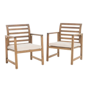 English Elm Christopher Knight Home® - Outdoor Acacia Wood Club Chairs Set of 2 with White Cushions, Weather-Resistant Poolside Seating 36" 56836.00