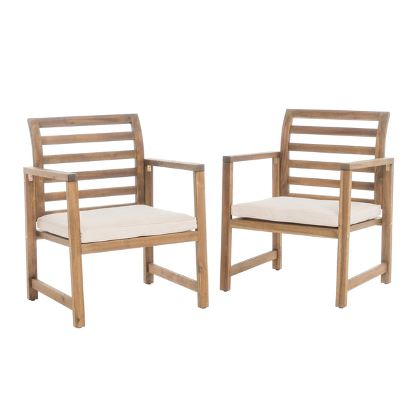 English Elm Christopher Knight Home® - Outdoor Acacia Wood Club Chairs Set of 2 with White Cushions, Weather-Resistant Poolside Seating 36" 56836.00