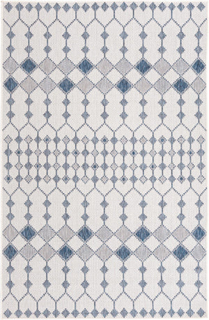Unique Loom Outdoor Trellis Traliccio Machine Made Trellis Rug Ivory, Navy Blue 5' 3" x 7' 10"