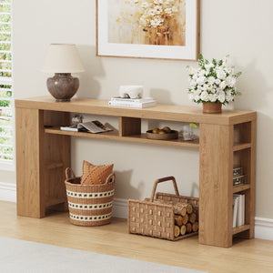 English Elm Xgz-stdcj-mu-zbb Wide Slab Entryway Console with Shelves and Built-in Charging Station W1550P330056