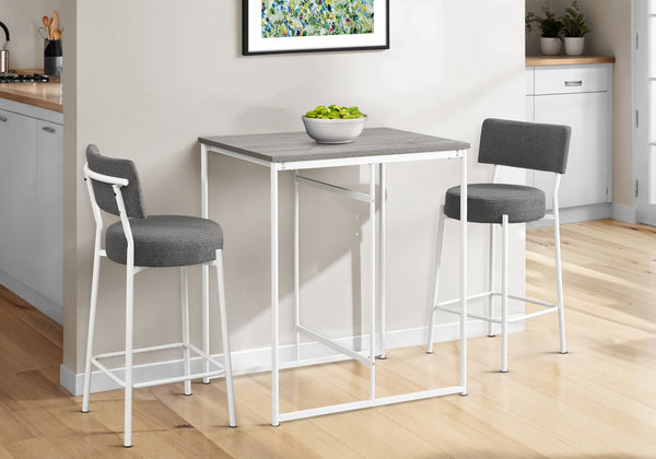 English Elm Barstool, Set Of 2 Counter Height Stools In Grey Fabric & White Metal - Modern Comfort For Your Kitchen B2710P287021