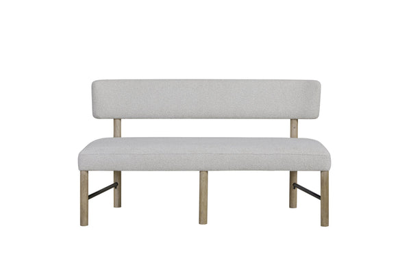 English Elm Upholstered Dining Bench with Oak Finish Frame for Farmhouse or Modern Decor B2699P443202