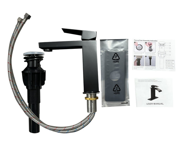 English Elm Single Handle Bathroom Faucet - Modern Matte Black Stainless Steel Lavatory Sink Fixture, Easy Install T3177P388143-GIGA